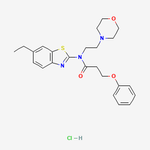 molecular formula C24H30ClN3O3S B2677369 N-(6-ethylbenzo[d]thiazol-2-yl)-N-(2-morpholinoethyl)-3-phenoxypropanamide hydrochloride CAS No. 1327523-91-0