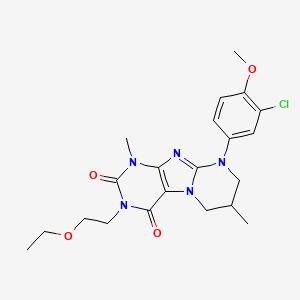 9-(3-chloro-4-methoxyphenyl)-3-(2-ethoxyethyl)-1,7-dimethyl-6,7,8,9-tetrahydropyrimido[2,1-f]purine-2,4(1H,3H)-dione