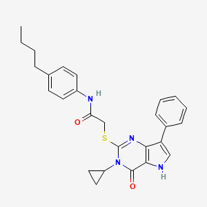 molecular formula C27H28N4O2S B2677373 N-(4-butylphenyl)-2-[(3-cyclopropyl-4-oxo-7-phenyl-4,5-dihydro-3H-pyrrolo[3,2-d]pyrimidin-2-yl)sulfanyl]acetamide CAS No. 1260629-69-3