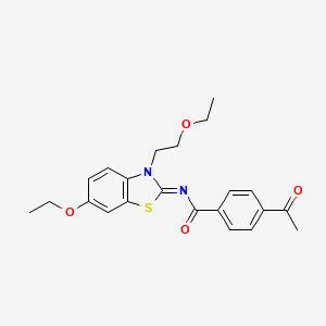 molecular formula C22H24N2O4S B2677375 4-acetyl-N-[6-ethoxy-3-(2-ethoxyethyl)-1,3-benzothiazol-2-ylidene]benzamide CAS No. 865174-25-0