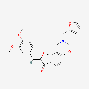 molecular formula C24H21NO6 B2677376 (Z)-2-(3,4-dimethoxybenzylidene)-8-(furan-2-ylmethyl)-8,9-dihydro-2H-benzofuro[7,6-e][1,3]oxazin-3(7H)-one CAS No. 929493-75-4