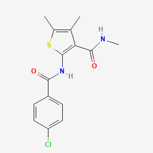 molecular formula C15H15ClN2O2S B2677379 2-(4-chlorobenzamido)-N,4,5-trimethylthiophene-3-carboxamide CAS No. 896301-73-8