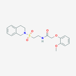 molecular formula C20H24N2O5S B2677386 N-(2-((3,4-dihydroisoquinolin-2(1H)-yl)sulfonyl)ethyl)-2-(2-methoxyphenoxy)acetamide CAS No. 922115-35-3