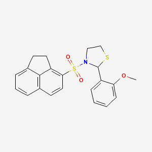 molecular formula C22H21NO3S2 B2677387 3-((1,2-Dihydroacenaphthylen-3-yl)sulfonyl)-2-(2-methoxyphenyl)thiazolidine CAS No. 312594-64-2