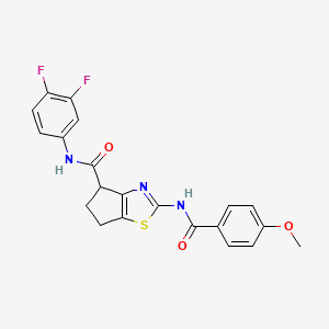 N-(3,4-difluorophenyl)-2-(4-methoxybenzamido)-5,6-dihydro-4H-cyclopenta[d]thiazole-4-carboxamide