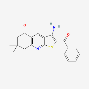 molecular formula C20H18N2O2S B2677395 3-amino-2-benzoyl-7,7-dimethyl-7,8-dihydrothieno[2,3-b]quinolin-5(6H)-one CAS No. 308290-48-4