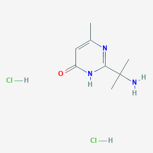 molecular formula C8H15Cl2N3O B2677399 2-(2-Aminopropan-2-yl)-6-methyl-3,4-dihydropyrimidin-4-one dihydrochloride CAS No. 1909348-65-7