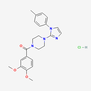 molecular formula C23H27ClN4O3 B2677400 (3,4-dimethoxyphenyl)(4-(1-(p-tolyl)-1H-imidazol-2-yl)piperazin-1-yl)methanone hydrochloride CAS No. 1185121-93-0