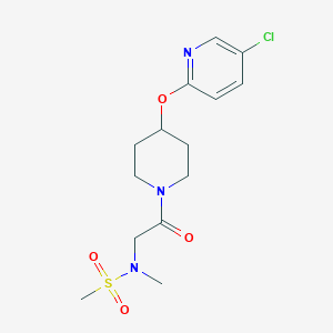 molecular formula C14H20ClN3O4S B2677430 N-(2-(4-((5-chloropyridin-2-yl)oxy)piperidin-1-yl)-2-oxoethyl)-N-methylmethanesulfonamide CAS No. 1448033-46-2