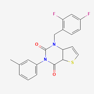 molecular formula C20H14F2N2O2S B2677448 1-[(2,4-difluorophenyl)methyl]-3-(3-methylphenyl)-1H,2H,3H,4H-thieno[3,2-d]pyrimidine-2,4-dione CAS No. 1326848-94-5