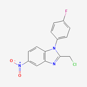 molecular formula C14H9ClFN3O2 B2677461 2-(chloromethyl)-1-(4-fluorophenyl)-5-nitro-1H-benzimidazole CAS No. 924156-83-2
