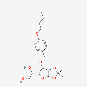 molecular formula C21H32O7 B2677470 1-(2,2-Dimethyl-6-((4-(pentyloxy)benzyl)oxy)tetrahydrofuro[2,3-d][1,3]dioxol-5-yl)ethane-1,2-diol CAS No. 1173199-71-7