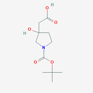 molecular formula C11H19NO5 B2677478 2-(1-(Tert-butoxycarbonyl)-3-hydroxypyrrolidin-3-yl)acetic acid CAS No. 1369112-18-4