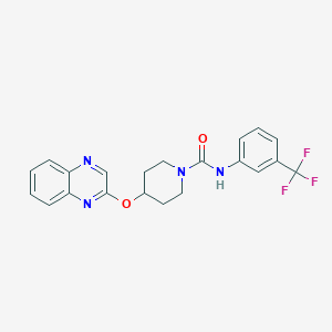 molecular formula C21H19F3N4O2 B2677489 4-(quinoxalin-2-yloxy)-N-(3-(trifluoromethyl)phenyl)piperidine-1-carboxamide CAS No. 1705886-50-5