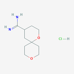 molecular formula C10H19ClN2O2 B2677498 1,9-Dioxaspiro[5.5]undecane-4-carboximidamide hydrochloride CAS No. 1955556-90-7