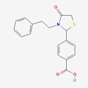 molecular formula C18H17NO3S B2677534 4-[4-Oxo-3-(2-phenylethyl)-1,3-thiazolidin-2-yl]benzoic acid CAS No. 592473-77-3