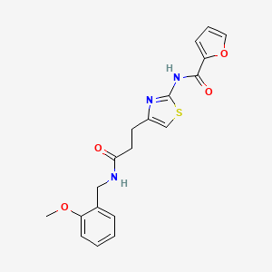 molecular formula C19H19N3O4S B2677540 N-(4-(3-((2-methoxybenzyl)amino)-3-oxopropyl)thiazol-2-yl)furan-2-carboxamide CAS No. 1021228-99-8
