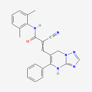 molecular formula C23H20N6O B2677563 2-cyano-N-(2,6-dimethylphenyl)-3-{5-phenyl-4H,7H-[1,2,4]triazolo[1,5-a]pyrimidin-6-yl}prop-2-enamide CAS No. 1799275-00-5