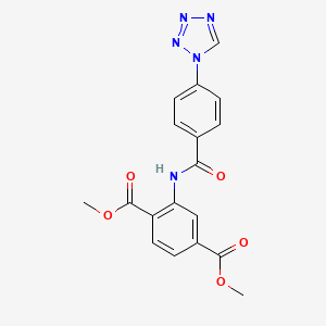 molecular formula C18H15N5O5 B2677568 dimethyl 2-(4-(1H-tetrazol-1-yl)benzamido)terephthalate CAS No. 887348-97-2