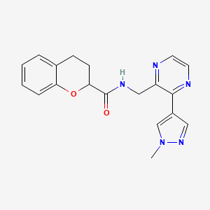 molecular formula C19H19N5O2 B2677591 N-((3-(1-methyl-1H-pyrazol-4-yl)pyrazin-2-yl)methyl)chroman-2-carboxamide CAS No. 2034465-78-4