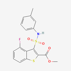 molecular formula C17H14FNO4S2 B2677592 Methyl 4-fluoro-3-[(3-methylphenyl)sulfamoyl]-1-benzothiophene-2-carboxylate CAS No. 932354-33-1