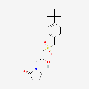 molecular formula C18H27NO4S B2677619 1-(3-{[4-(Tert-butyl)benzyl]sulfonyl}-2-hydroxypropyl)-2-pyrrolidinone CAS No. 400083-35-4