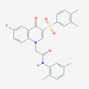 molecular formula C27H25FN2O4S B2677646 N-(2,5-dimethylphenyl)-2-[3-(3,4-dimethylphenyl)sulfonyl-6-fluoro-4-oxoquinolin-1-yl]acetamide CAS No. 872207-59-5