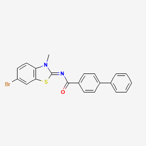molecular formula C21H15BrN2OS B2677651 N-(6-bromo-3-methyl-1,3-benzothiazol-2-ylidene)-4-phenylbenzamide CAS No. 313660-12-7