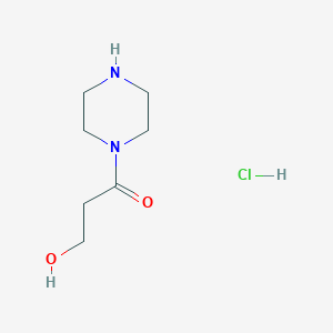 molecular formula C7H15ClN2O2 B2677655 3-Oxo-3-piperazine-1-ylpropane-1-ol hydrochloride CAS No. 884535-10-8