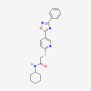 B2677660 N-cyclohexyl-2-((5-(3-phenyl-1,2,4-oxadiazol-5-yl)pyridin-2-yl)thio)acetamide CAS No. 1251623-08-1