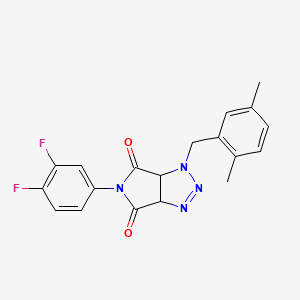 molecular formula C19H16F2N4O2 B2677661 5-(3,4-difluorophenyl)-1-(2,5-dimethylbenzyl)-3a,6a-dihydropyrrolo[3,4-d][1,2,3]triazole-4,6(1H,5H)-dione CAS No. 1053077-07-8