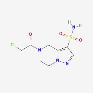 B2677700 5-(2-Chloroacetyl)-6,7-dihydro-4H-pyrazolo[1,5-a]pyrazine-3-sulfonamide CAS No. 2411299-43-7