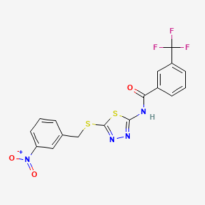 molecular formula C17H11F3N4O3S2 B2677716 N-(5-((3-nitrobenzyl)thio)-1,3,4-thiadiazol-2-yl)-3-(trifluoromethyl)benzamide CAS No. 868973-54-0
