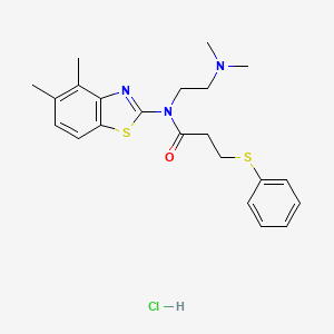 molecular formula C22H28ClN3OS2 B2677733 N-(2-(dimethylamino)ethyl)-N-(4,5-dimethylbenzo[d]thiazol-2-yl)-3-(phenylthio)propanamide hydrochloride CAS No. 1215718-98-1