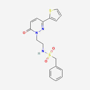 molecular formula C17H17N3O3S2 B2677739 N-(2-(6-oxo-3-(thiophen-2-yl)pyridazin-1(6H)-yl)ethyl)-1-phenylmethanesulfonamide CAS No. 946341-79-3