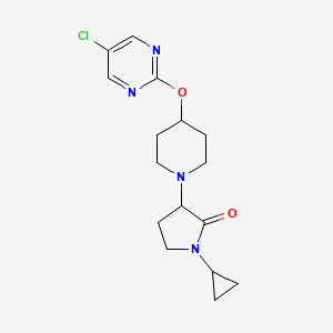 B2677741 3-[4-(5-Chloropyrimidin-2-yl)oxypiperidin-1-yl]-1-cyclopropylpyrrolidin-2-one CAS No. 2415453-10-8