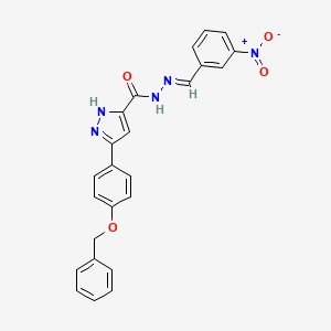 molecular formula C24H19N5O4 B2677744 (E)-3-(4-(benzyloxy)phenyl)-N'-(3-nitrobenzylidene)-1H-pyrazole-5-carbohydrazide CAS No. 402504-19-2