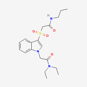 molecular formula C19H27N3O4S B2677748 N,N-diethyl-2-(3-((2-oxo-2-(propylamino)ethyl)sulfonyl)-1H-indol-1-yl)acetamide CAS No. 878057-89-7