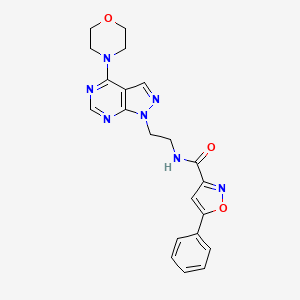 molecular formula C21H21N7O3 B2677750 N-(2-(4-morpholino-1H-pyrazolo[3,4-d]pyrimidin-1-yl)ethyl)-5-phenylisoxazole-3-carboxamide CAS No. 1021094-84-7