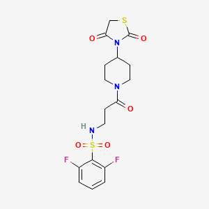 molecular formula C17H19F2N3O5S2 B2677796 N-(3-(4-(2,4-二氧代噻唑烷-3-基)哌啶-1-基)-3-氧代丙基)-2,6-二氟苯磺酰胺 CAS No. 1798680-45-1