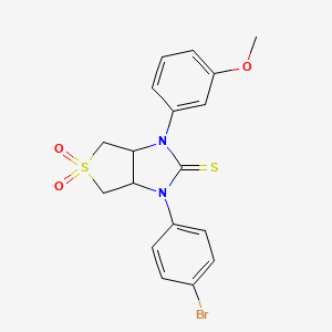 molecular formula C18H17BrN2O3S2 B2677803 1-(4-溴苯基)-3-(3-甲氧基苯基)四氢-1H-噻吩并[3,4-d]咪唑-2(3H)-硫酮 5,5-二氧化物 CAS No. 620589-89-1