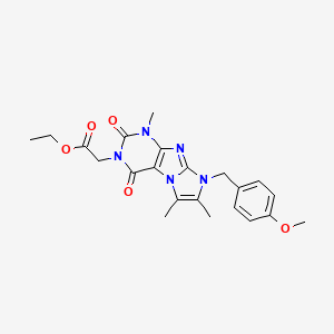 ethyl 2-(8-(4-methoxybenzyl)-1,6,7-trimethyl-2,4-dioxo-1H-imidazo[2,1-f]purin-3(2H,4H,8H)-yl)acetate