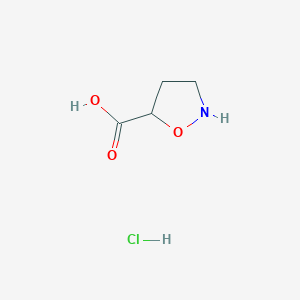 molecular formula C4H8ClNO3 B2677821 Isoxazolidine-5-carboxylic acid hydrochloride CAS No. 36839-07-3