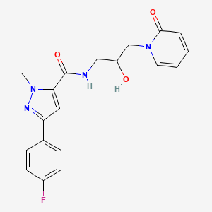 molecular formula C19H19FN4O3 B2677824 3-(4-fluorophenyl)-N-(2-hydroxy-3-(2-oxopyridin-1(2H)-yl)propyl)-1-methyl-1H-pyrazole-5-carboxamide CAS No. 1788560-73-5