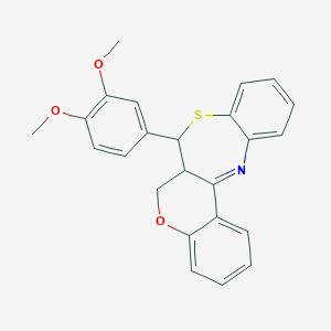molecular formula C24H21NO3S B267783 7-(3,4-dimethoxyphenyl)-6a,7-dihydro-6H-chromeno[3,4-c][1,5]benzothiazepine 