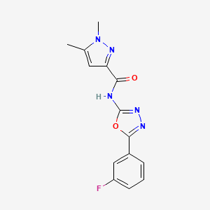 N-(5-(3-fluorophenyl)-1,3,4-oxadiazol-2-yl)-1,5-dimethyl-1H-pyrazole-3-carboxamide