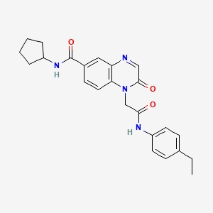 molecular formula C24H26N4O3 B2677833 N-cyclopentyl-1-(2-((4-ethylphenyl)amino)-2-oxoethyl)-2-oxo-1,2-dihydroquinoxaline-6-carboxamide CAS No. 1251599-71-9