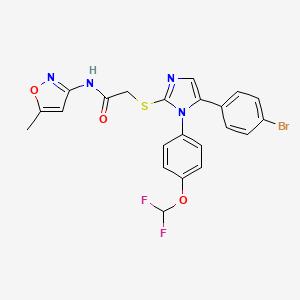 molecular formula C22H17BrF2N4O3S B2677837 2-((5-(4-bromophenyl)-1-(4-(difluoromethoxy)phenyl)-1H-imidazol-2-yl)thio)-N-(5-methylisoxazol-3-yl)acetamide CAS No. 1226436-52-7
