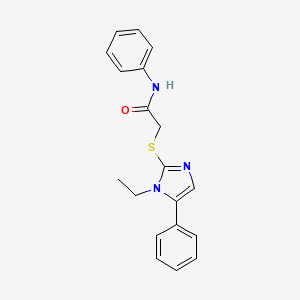 molecular formula C19H19N3OS B2677842 2-((1-ethyl-5-phenyl-1H-imidazol-2-yl)thio)-N-phenylacetamide CAS No. 1207025-24-8