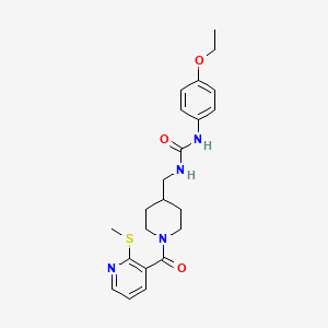 molecular formula C22H28N4O3S B2677843 1-(4-Ethoxyphenyl)-3-((1-(2-(methylthio)nicotinoyl)piperidin-4-yl)methyl)urea CAS No. 1235344-37-2
